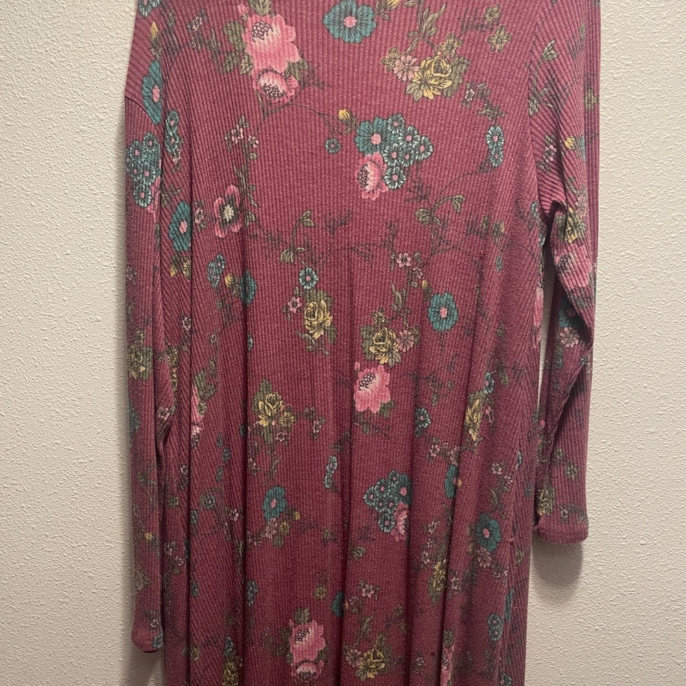 LuLaRoe Floral Long Sleeve Dress in Pink and Green